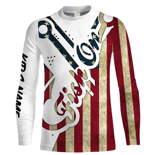American flag Fish on patriotic fishing performance fishing shirt Custom Kid long sleeves NPQ5