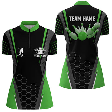 Black Women's Bowling Quarter-Zip Jersey - Green N6502