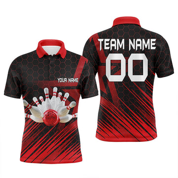 Red Men's 3D Custom Bowling Polo Shirt N5140