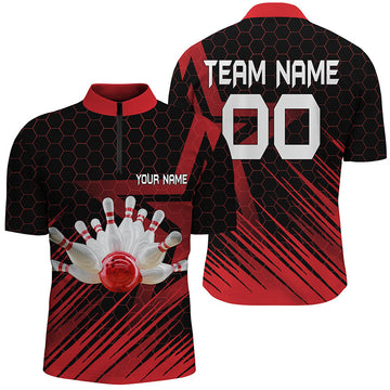 Red Men's Bowling Quarter Zip Jersey N5140