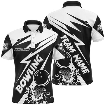 Black & White Bowling Polo, Men's Quarter Zip Team Jersey N7748