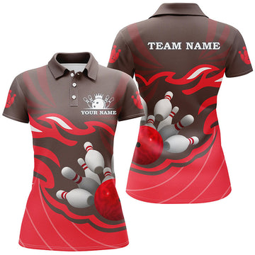 Women's Red Bowling Polo Shirt - Custom Team Jersey N6301