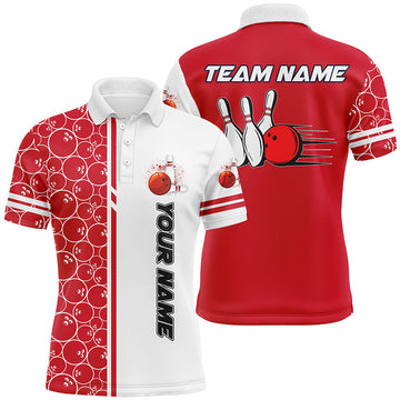 Men's Bowling Polo 1/4 Zip - Custom White & Red Camo N8177