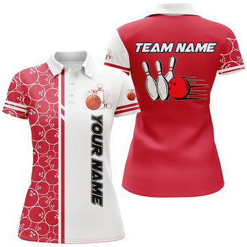 Women's Bowling Polo 1/4 Zip - White & Red Camo N8177