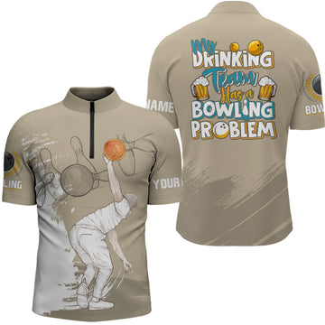 Vintage Men's Bowling Quarter Zip Shirt - Custom Team Jersey N7017