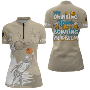 Vintage Women's Bowling Quarter Zip Shirt - Custom Team Jersey N7017