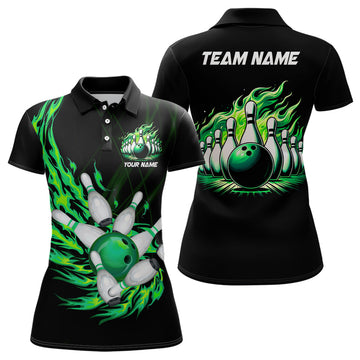 Women's Green Flame Bowling Polo Shirt N7516