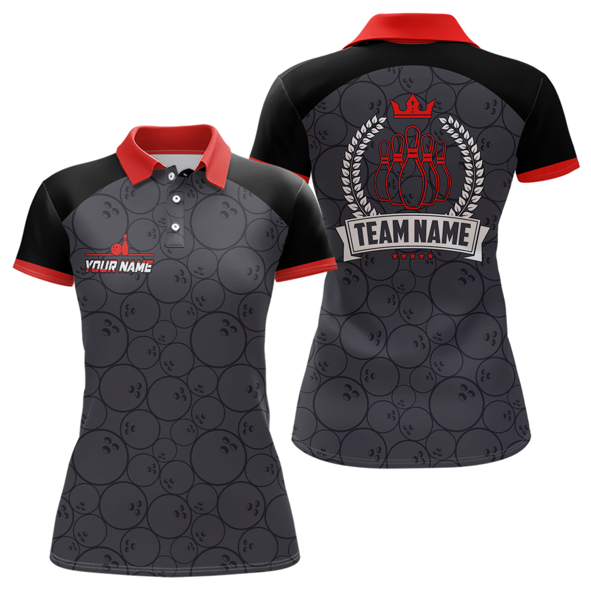 Women's Red Camo Bowling Shirts N8350