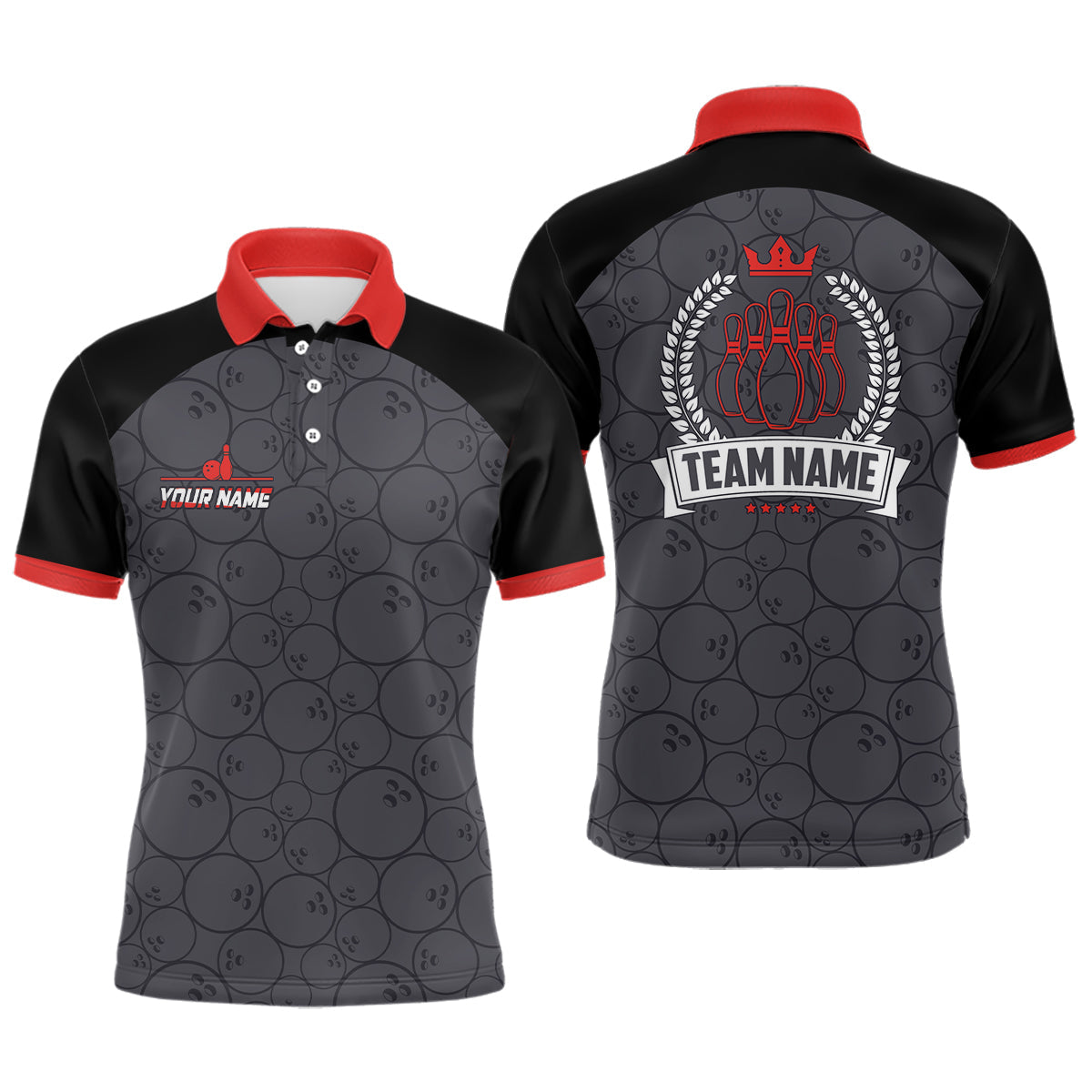 Men's Red Camo Bowling Shirts N8350