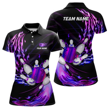 Women's Purple Flame Bowling Polo Shirt N7369