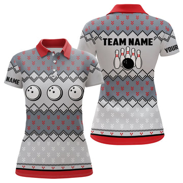 Women's Bowling Polo Shirt - Custom Christmas Pattern N6727