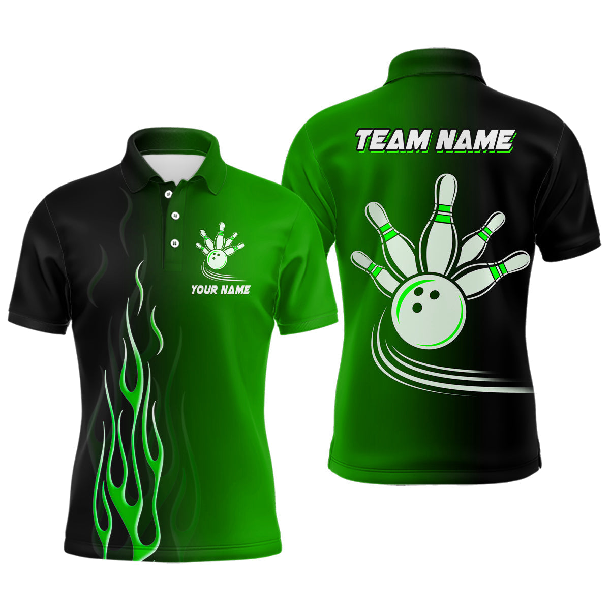 Custom Black & Green Bowling Jersey for Men N7562