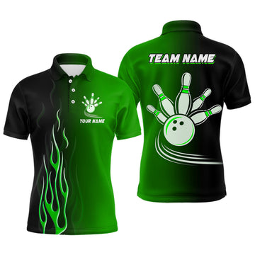 Custom Black & Green Bowling Jersey for Men N7562