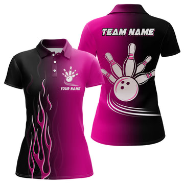 Custom Pink & Black Bowling Jerseys for Women N7563