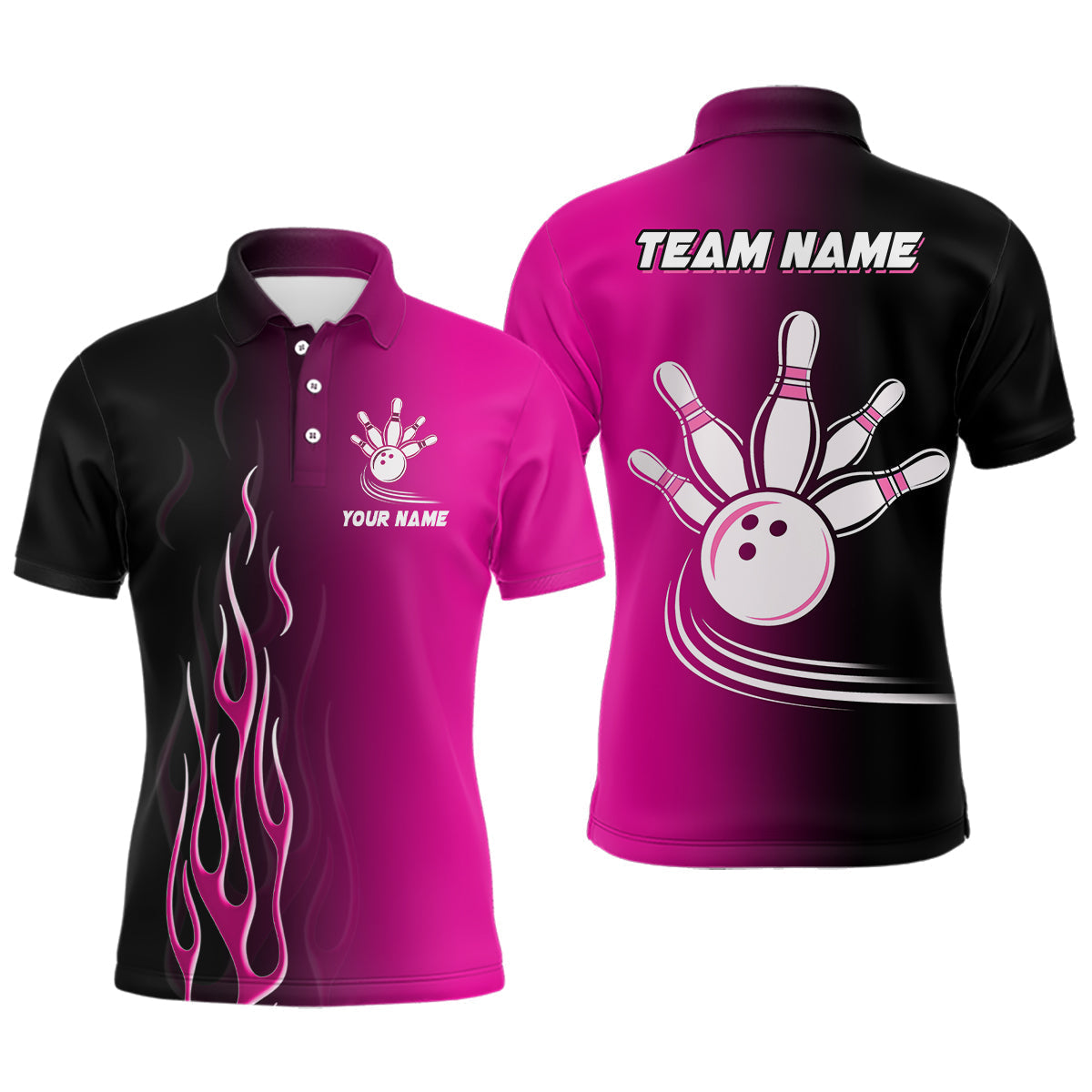 Custom Gradient Pink & Black Bowling Jerseys for Men N7563