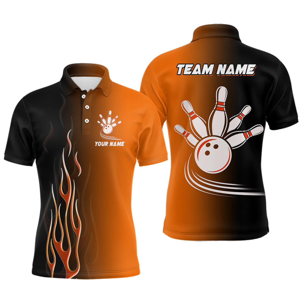 Custom Gradient Orange & Black Bowling Jerseys for Men N7564