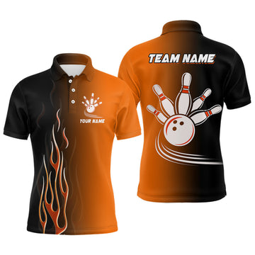 Custom Gradient Orange & Black Bowling Jerseys for Men N7564