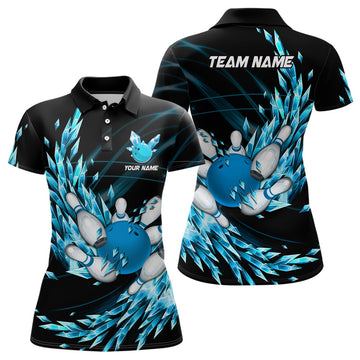 Women's Bowling Polo Shirt - Custom Blue Ice Fragments N7124