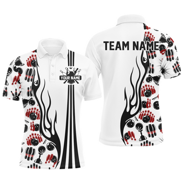 Men's Camo Bowling Polo, Quarter Zip, White Team Jersey N7733