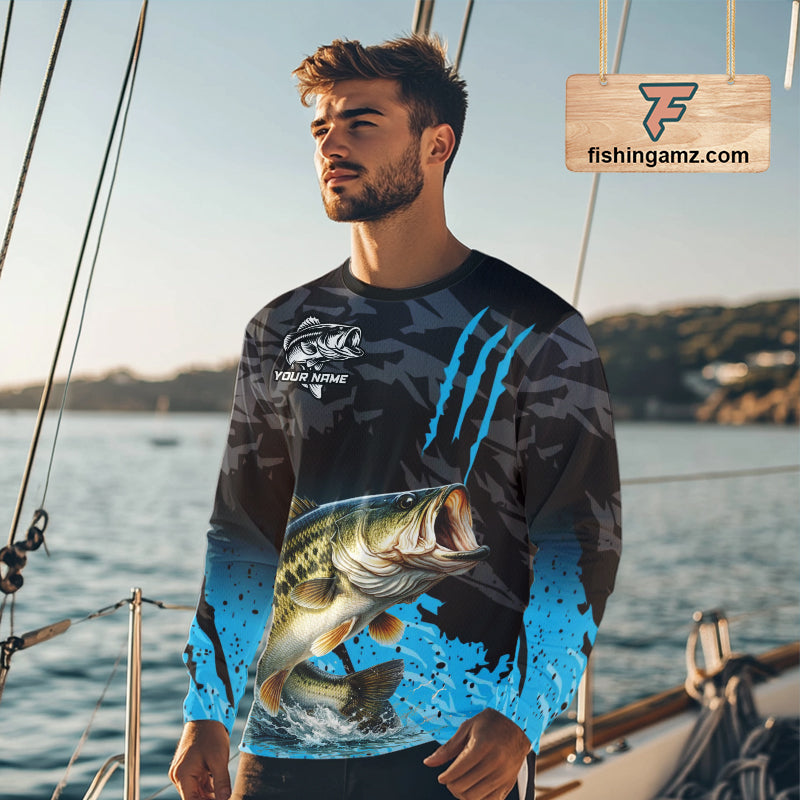 Largemouth Bass Fishing Jerseys For Men, Custom Bass Performance Fishing Apparel NHT513