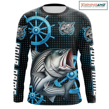 Personalized Striped Bass Fishing Jerseys, Bass Performance Fishing Shirt Custom Name NHT501
