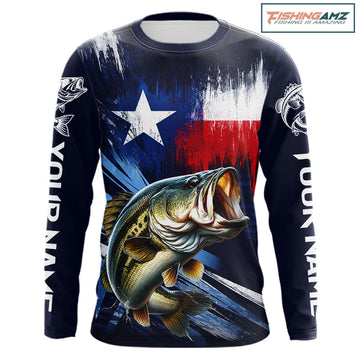 Personalized Bass Long Sleeve Performance Fishing Shirts, Bass Custom Texas Fishing Jersey  NHT502