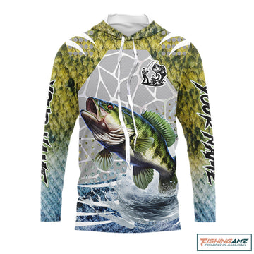 Beautiful Bass Fishing Shirts Long Sleeve Hooded Customize Name, Fishing Personalized Gift NHT404