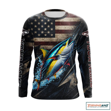 Patriotic Tuna Fishing Jerseys, Personalized American Flag Tuna  Fishing Shirts Long Sleeve NHT581