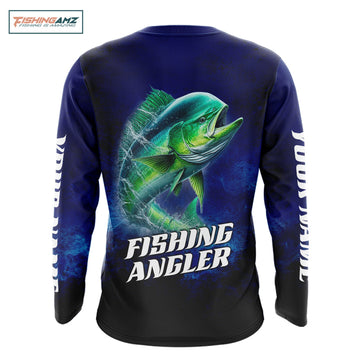 Personalized Mahi Mahi Long Sleeve Fishing Shirts UV Protection, Saltwater Fishing Shirts NBT373