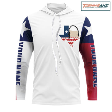 Personalized Texas Flag Long Sleeve Hooded Custom Name Tournament Fishing Shirts, Texas Fishing Jerseys NBT515