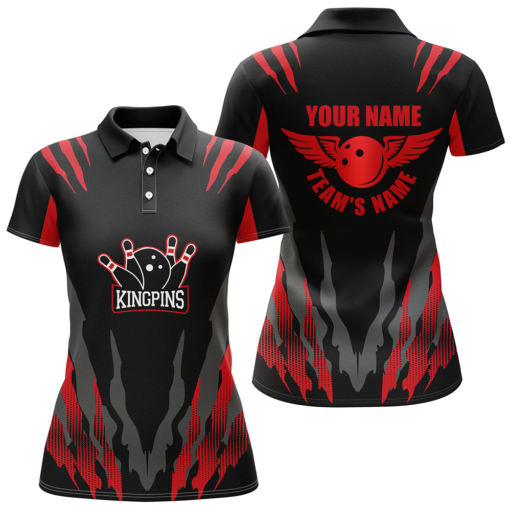 Women's Kingpins Red Bowling Polo Shirt N159