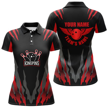 Women's Kingpins Red Bowling Polo Shirt N159
