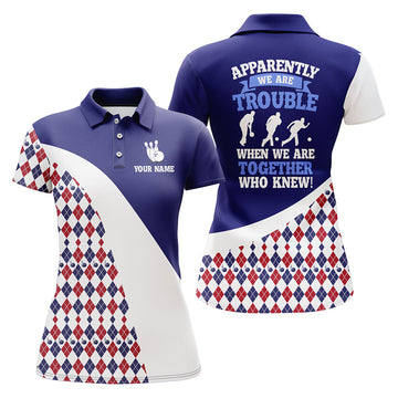Women's Blue Argyle Bowling Polo Shirt N175