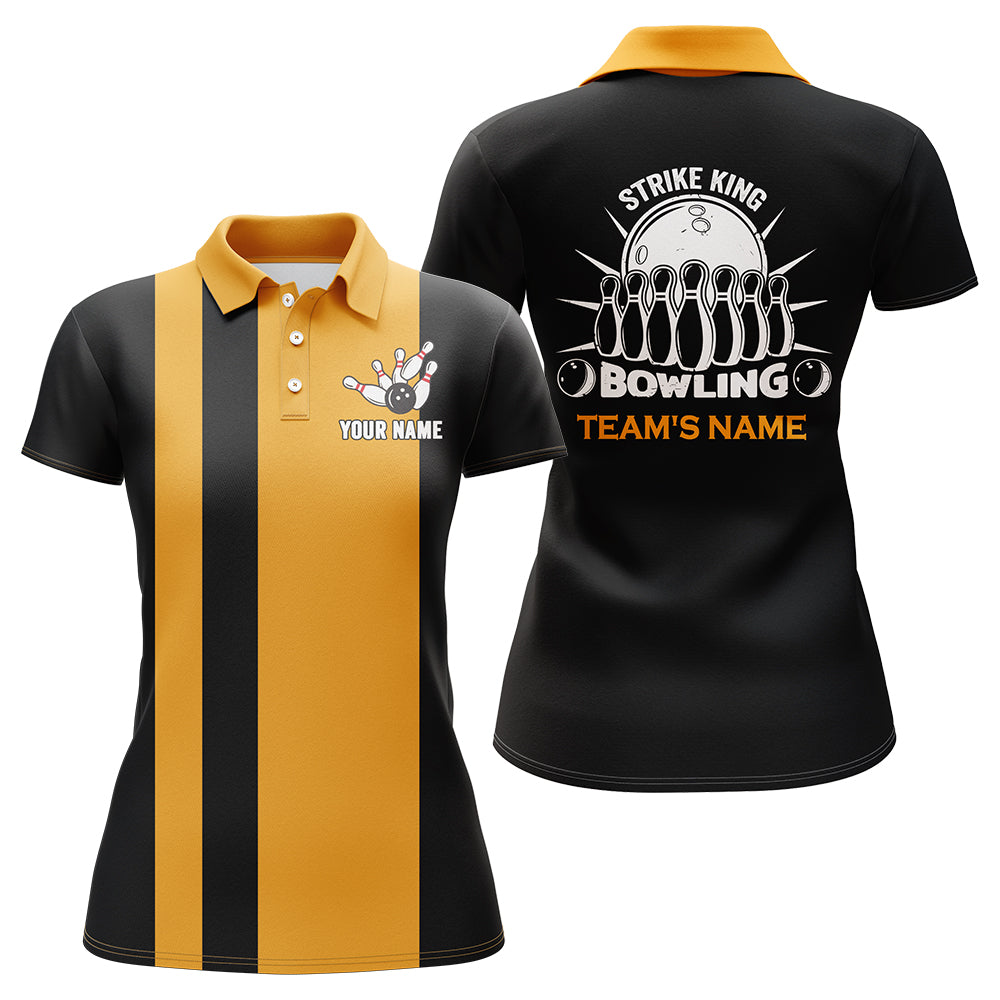Vintage Yellow & Black Bowling Polo Shirt for Women N166