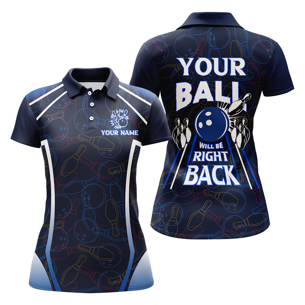 Women's Funny Blue Bowling Polo Shirt N172