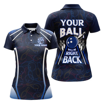 Women's Funny Blue Bowling Polo Shirt N172