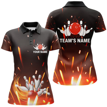 Personalised Women's Flame Bowling Polo Shirt N06