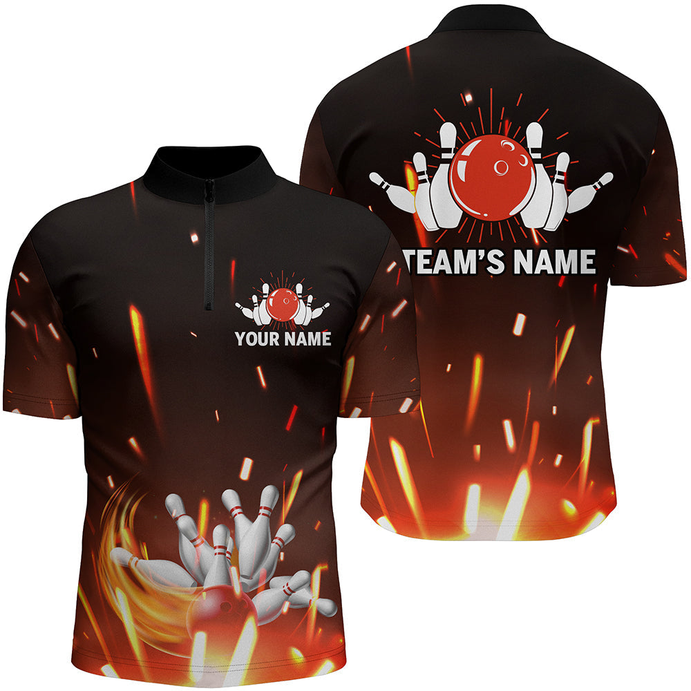 Flame Bowling Quarter-Zip Shirt for Men N06