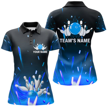 Women's Blue Flame Bowling Polo Shirt N46