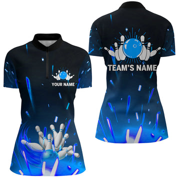 Women's Blue Flame Bowling Quarter-Zip Shirt N46