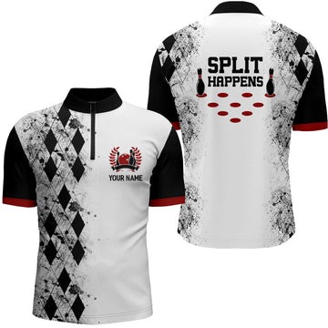 Personalised Men's Bowling Quarter-Zip Shirt N136