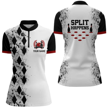 Personalised Women's Bowling Quarter-Zip Shirt N136