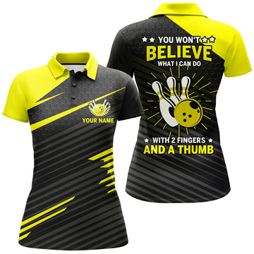 Women's Yellow & Black Bowling Polo Shirt N170