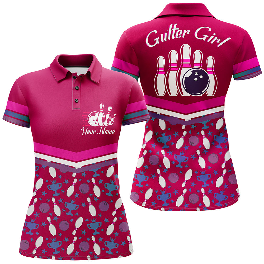 Pink Gutter Girl Bowling Polo Shirt for Women N138