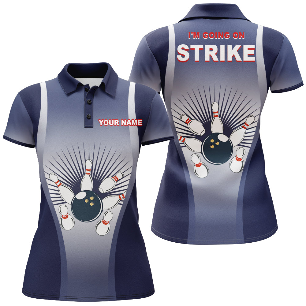 Personalised Blue Women's Bowling Polo Shirt N15