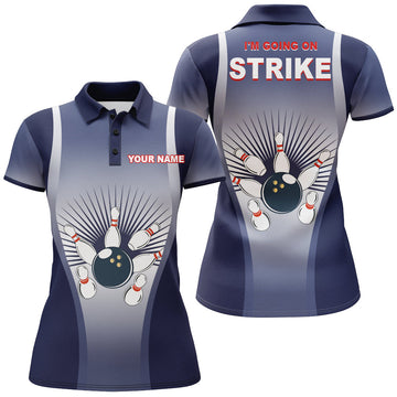 Personalised Blue Women's Bowling Polo Shirt N15