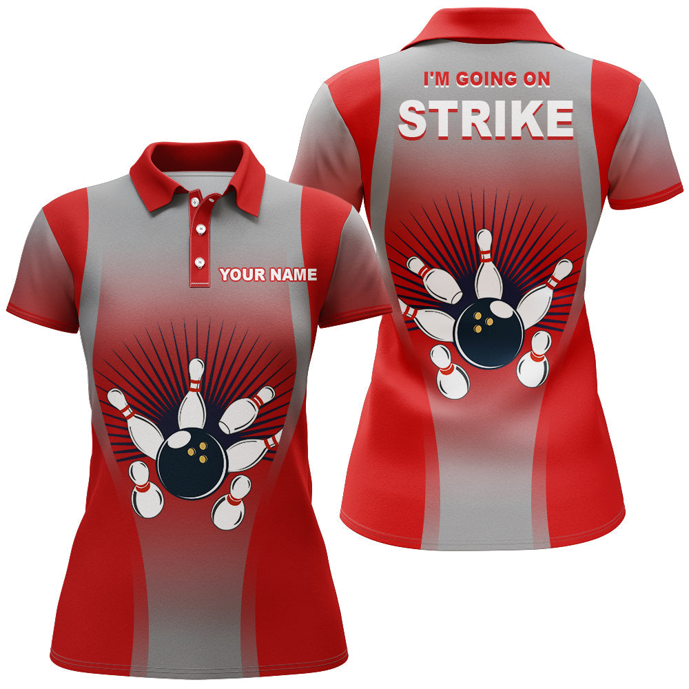 Personalised Red Women's Bowling Polo Shirt N160