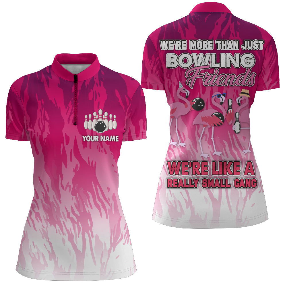 Women's Pink Flamingo Bowling Quarter-Zip Shirt N173