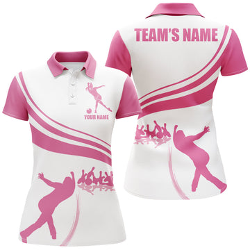 Custom Pink Polo Shirt for Women - Bowling Team Jersey N104