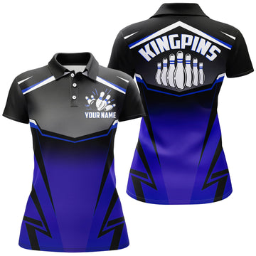 Women's Custom Blue Bowling Polo Shirt N181